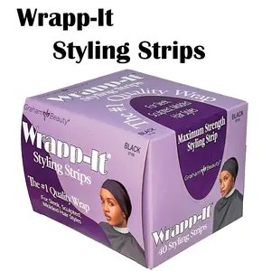 Graham Beauty Wrapp-It Styling Strips for Natural Hair Wrap and Molded Styles 40 Strips High-Stretch Tissue Firm Hold  Black 37150