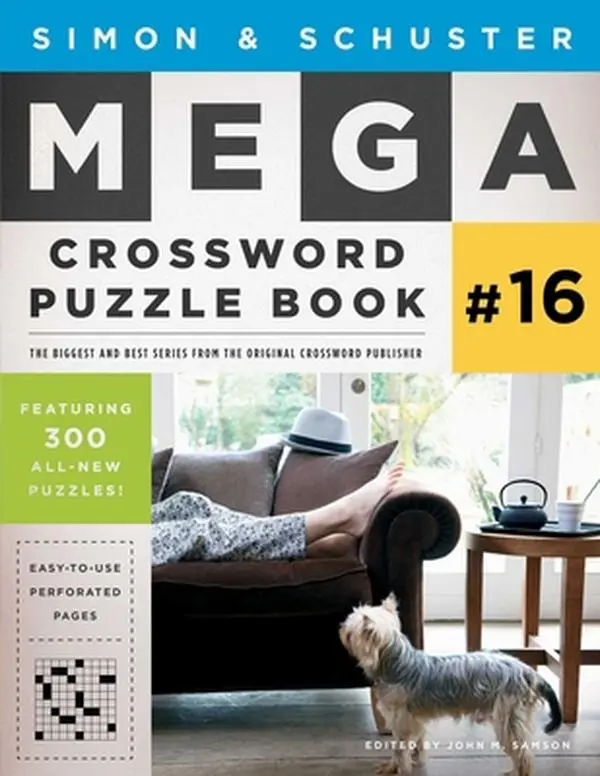 Used Simon & Schuster Mega Crossword Puzzle Book #16 - Good, 300 All-New & Never-Before-Published Puzzles, Convenient for On-the-Go, by John M. Samson, English Paperback Literature Gallery Book