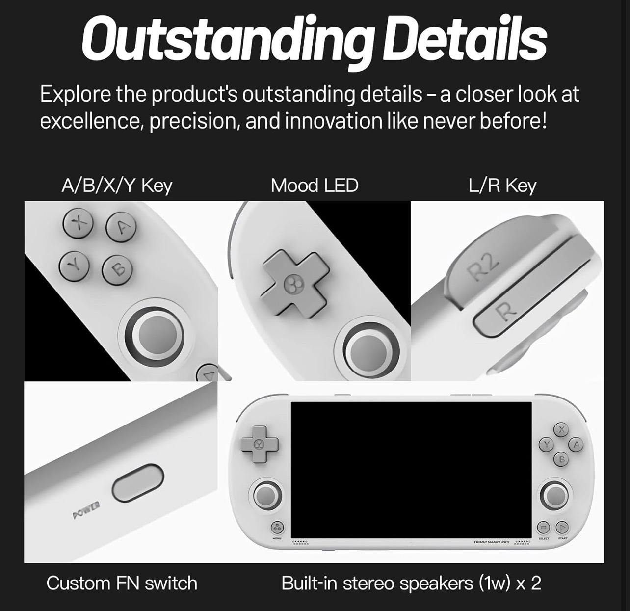 Trimui Smart Pro Handheld Game Console 64GB Linux System with 4.96"IPS Screen, Joystick, RGB Lighting & Retro Video Game Player