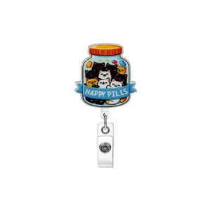 1PC Fun Cat Can Happy Pills Easy-pull Button. It's a very interesting cat can labeled "HAPPY PILLS", as if it's filled with happiness. The easy-pull button allows for flexible access to documents, adding cuteness and a sense of healing to daily life.