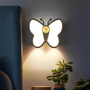 Motion Sensor Butterfly LED Wall Light, Cat Eye Effect, Magnetic Rechargeable Night Lamp, Adjustable Brightness, 1200mah Capacity