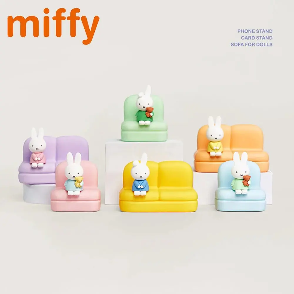 Kawaii Miffy Original Cute Blind Box Desktop Ornament Cartoon Rabbit Sofa Creative Idea Mobile Phone Holder Girl Festival Gift