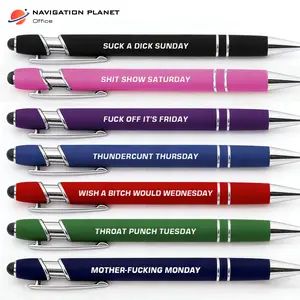 Funny Daily Quotes Metal Ballpoint Pen Set, 7 Counts per Set, Daily Funny & Sarcastic Quotes, Smooth Writing Pens, Office Stationery & Supplies
