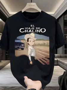 Men's Anime Print T-Shirt, Round Neck Design, Lightweight & Breathable, Casual Streetwear, Sizes S-Xxl, Perfect Gift for Football Fans