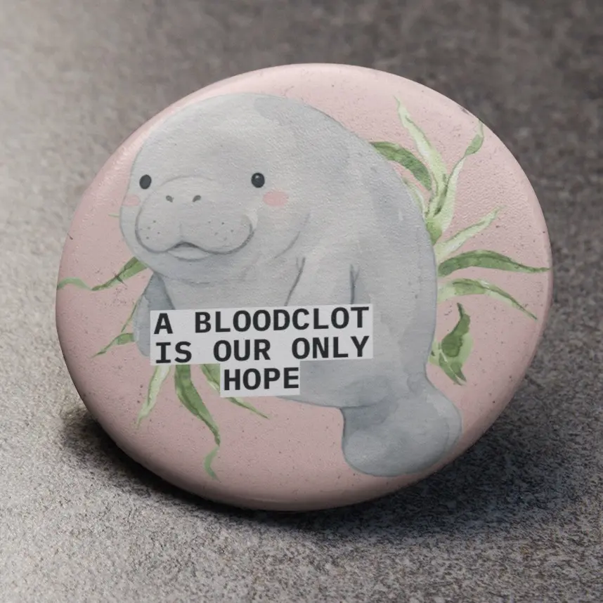 Manatee Pin or Magnet | 2.25in | Cute Watercolor Animal Pin | Sassy Gift