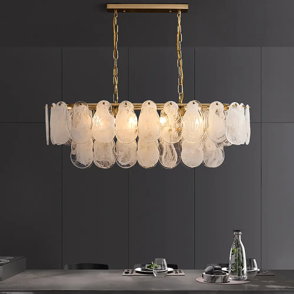 Homary Cloude Modern Multi-Tier Cloud Glass Pendant Light, Adjustable Chain Kitchen Island Decoration Lamp, Home Decor Light Indoor Lighting Decorative Lamp