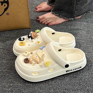 Cartoon-themed chunky clogs, non-slip beach shoes, soft reversible sandals