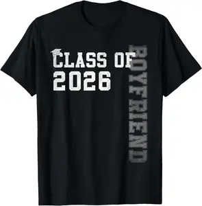 100% cotton Unisex Proud Boyfriend Of A 2026 Graduate Grad Senior Graduation T-Shirt