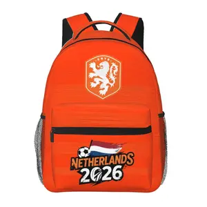 Mens Soccer2026 Backpack Stylish Lightweight 2026 World Football Laptop Backpack Casual Travel Daypack with Dutch Players Pattern for Friends