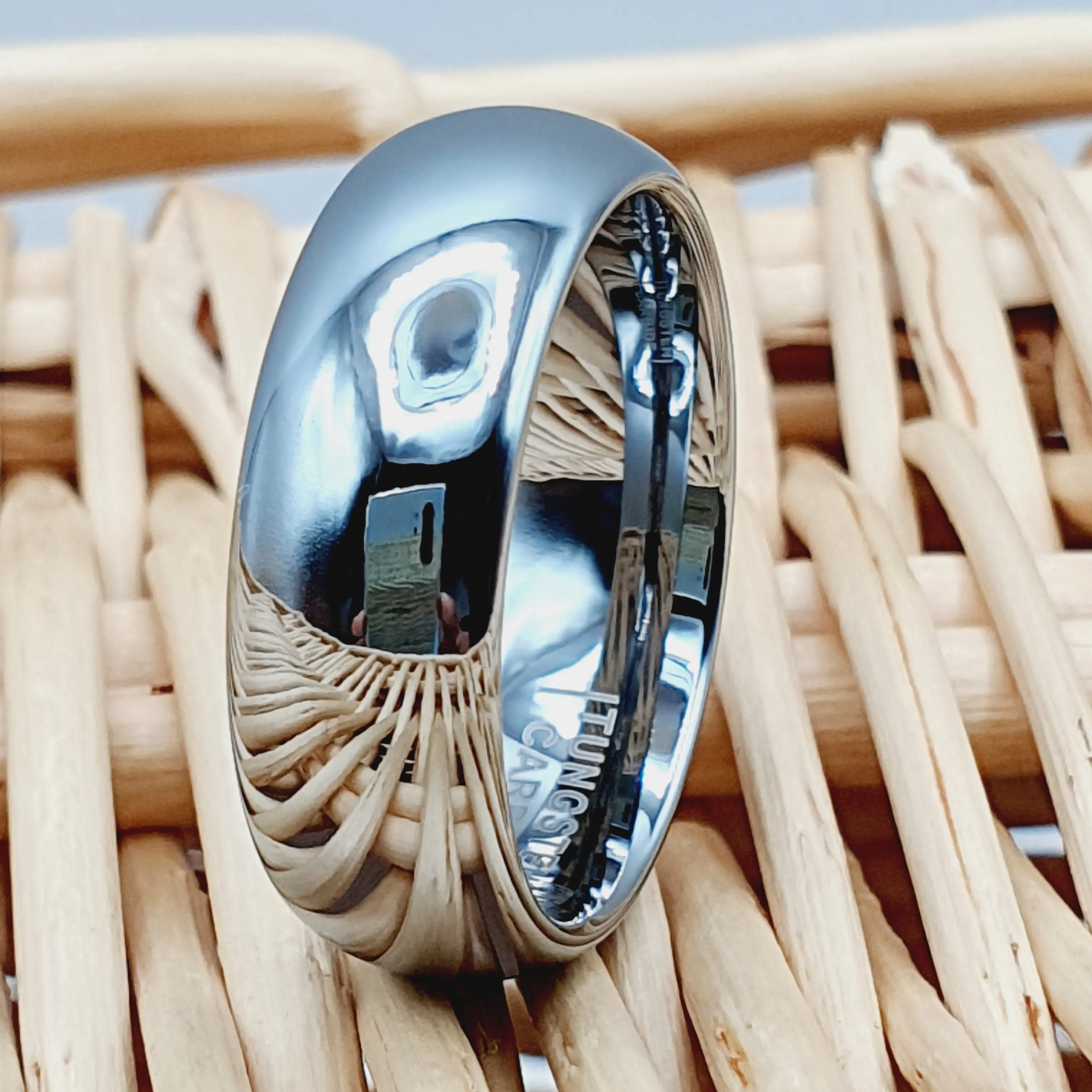 Silver Tungsten Ring for Men and Women - Thick 7mm Wedding Band, Engagement Ring, Anniversary Ring