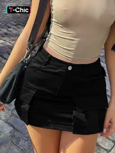 Edgy Cargo Micro Mini Skirt, High-Waisted Butt-Lifting Skirt, Y2K Grunge Essential for Streetwear & Festival Looks