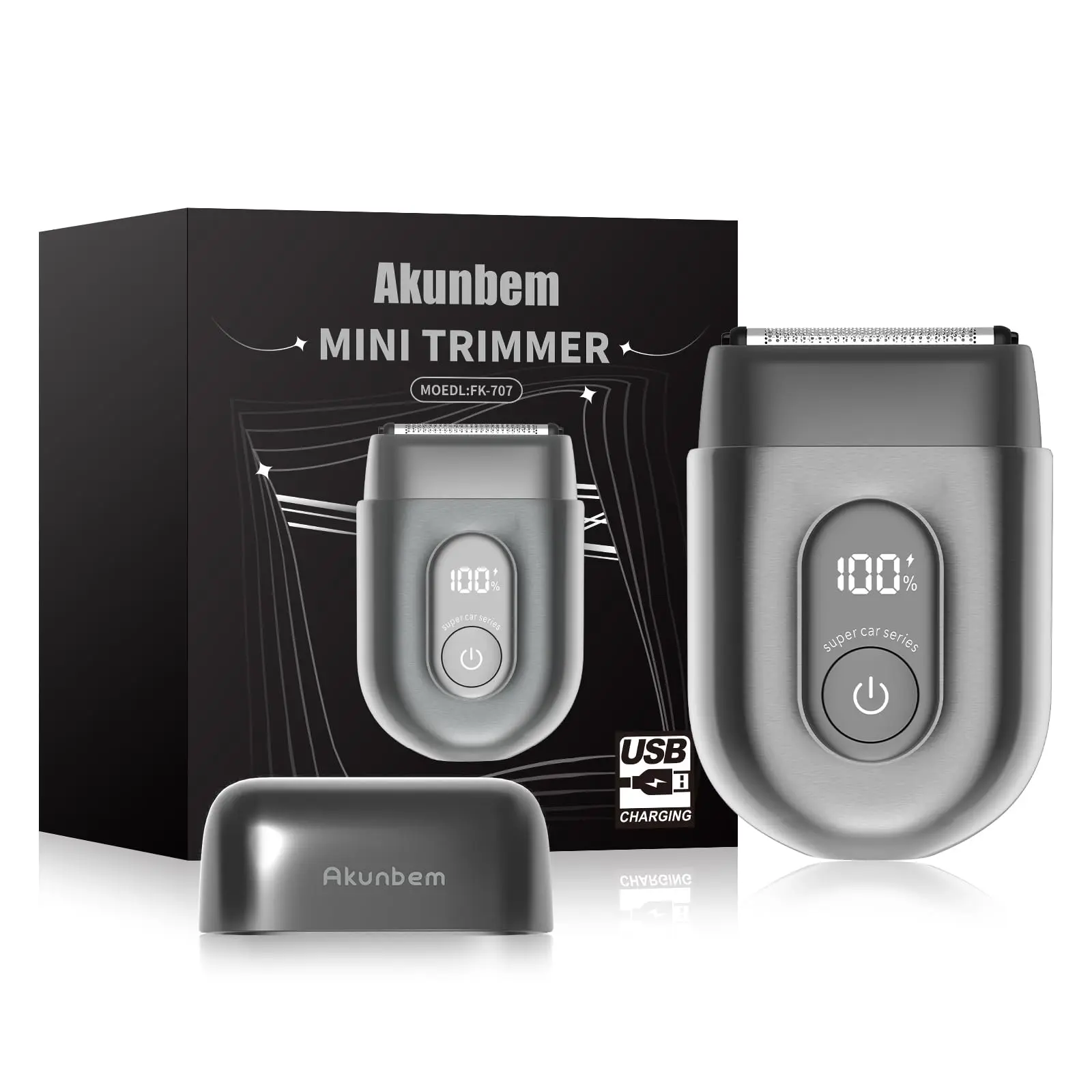 [SummerVibes] Akunbem Mini Electric Razor for Men, Waterproof One-Button Beard Shaver, Long Lasting Wet Dry Use, Compact Travel Facial Razor, Titanium Steel, IPX7, Fathers Day Gift tiktokshopbacktoschool
