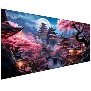 Large size Japanese temple Diamond Art kits for adults,Fantasy Landscape diamond painting kits,Full Round diamond mosiac kits for adults,Diy handicrafts,Scenery Art and Crafts for home decor,100x50cm(39.37x19.68inch)