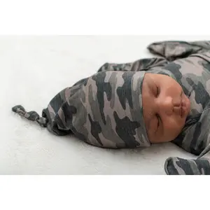 BAMBOO KNOT BEANIE- Chris Camo, Newborn Baby Soft Bamboo Hat