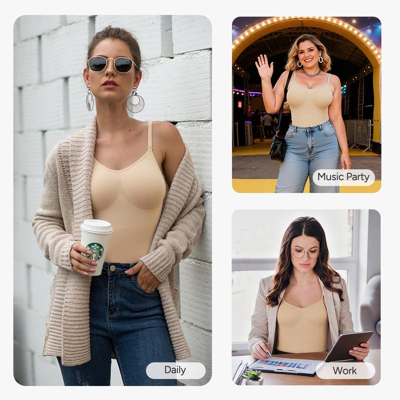 Nebility Women's Seamless V-Neck Bodysuit - Full Body Stretchy Shapewear, High Waist Shaping, Comfortable Breathable Fabric, Basic Black (Fitted) Minimalist Womenswear Black(Fitted)