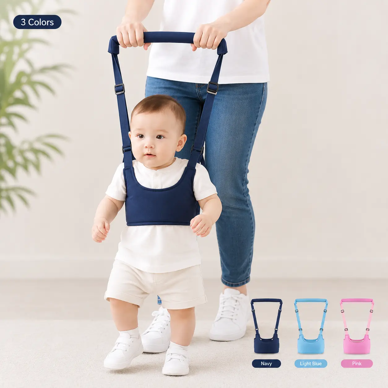 Baby Walking Assistant Harness, Toddler Learning Walk Support Belt with Adjustable Safety Straps & Padded Handle, Infant Walker Helper for First Steps