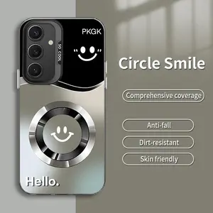 Suitable for [Galaxy S24 Fe] New high-end gradient magnetic smiley face IMD mobile phone case New business simple soft silicone mobile phone case with magnetic function Affordable price Anti-drop and anti-fingerprint 995