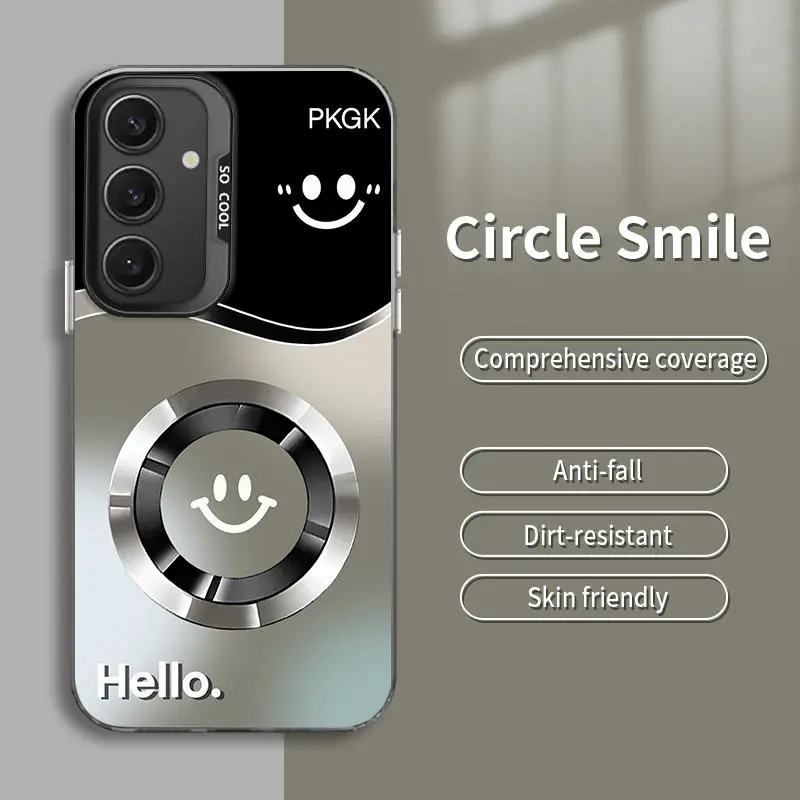 Suitable for [Galaxy S24 Fe] New high-end gradient magnetic smiley face IMD mobile phone case New business simple soft silicone mobile phone case with magnetic function Affordable price Anti-drop and anti-fingerprint 995
