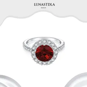 LunaStdla Scarlet Ruby Ring - Eternal Flame Ruby Ring for Women Girls, Deep Red Fireflame Round-Cut Cubic Zirconia Ring,Suitable for Date Night Anniversary Daily Wearing,Perfect Gift for Girlfriend Mom Wife Princess-Cut promise rings