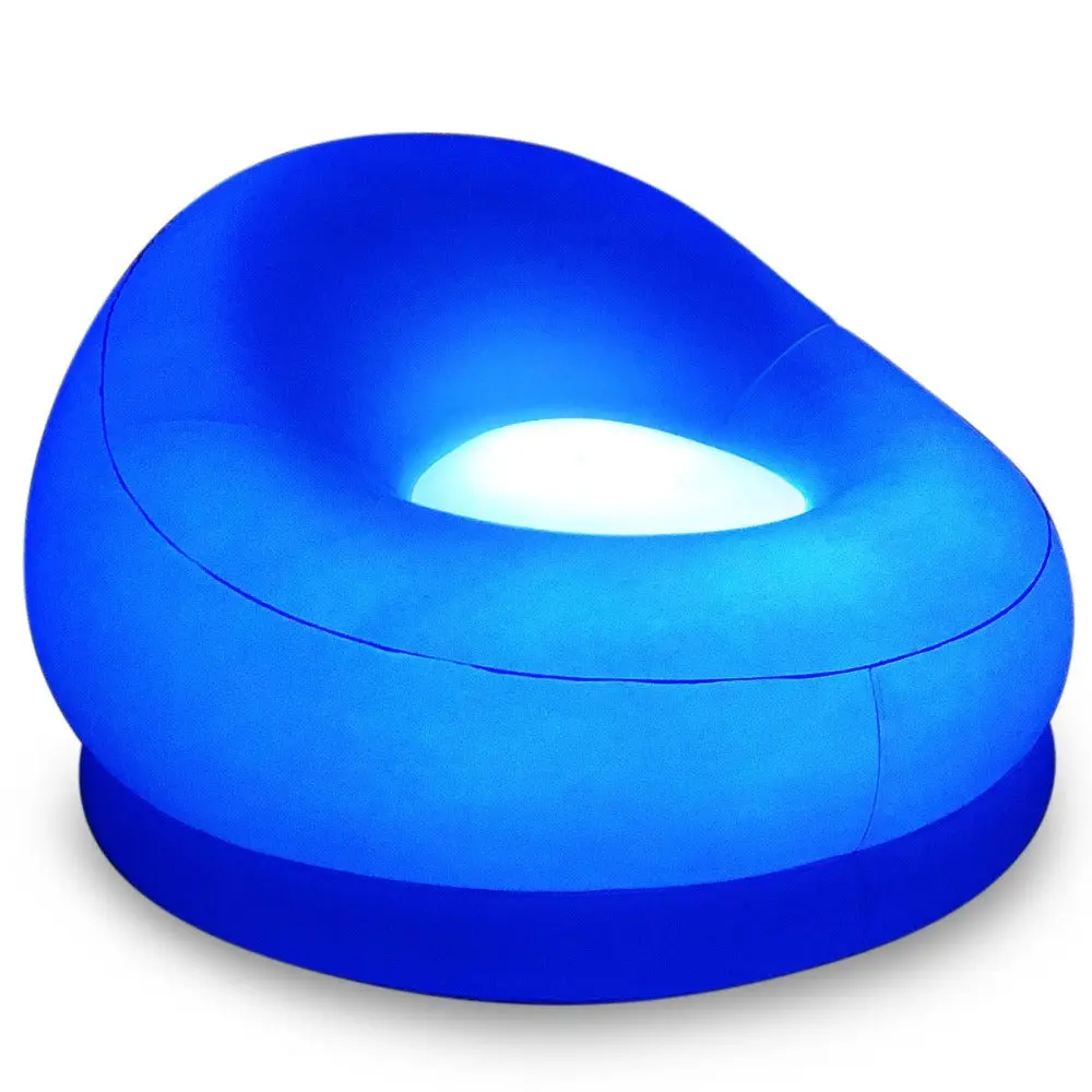 Air Candy Glam Illuminated Color-Changing LED U-Shaped Couch Chaise Lounge - Inflatable Indoor Adult Chair for Adults, 46x40x28 in, 250 lbs Capacity, Easy to Inflate/Deflate, 1 CR2025 Remote Battery, 120 Color Combinations, <3 lbs