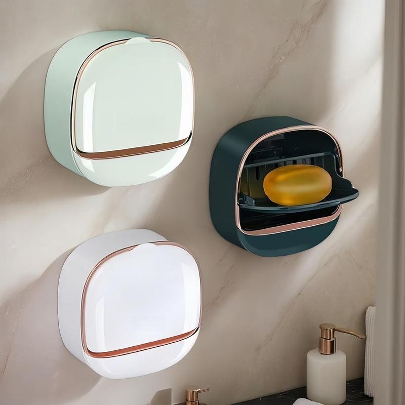 Premium Soap Rack with Drainage Tray, Waterproof Soap Dish Stand, Maintains Soap Bar Dryness, Wall-Mount Adhesive Soap Case for Shower, Bathroom, Bathtub