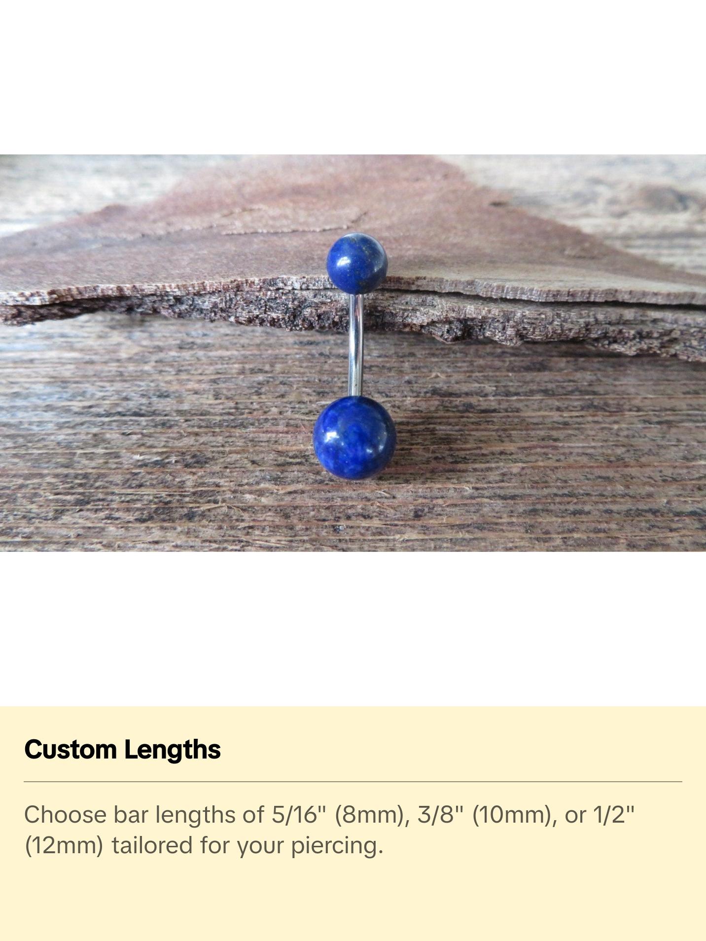 Titanium Ti6Al4V ELI Implant Grade Green Aventurine Natural Stone Belly Ring 14g (1.6mm) Piercing 8mm 10mm 12mm