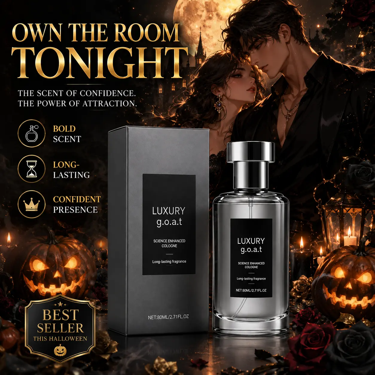 Pheromone Cologne for Men Eau de Parfum 80ml Long Lasting 24H Woody Spicy Scent Bergamot Black Pepper Grapefruit Cedarwood Lavender Musk Sandalwood Tonka Date Night Office Daily Wear Masculine Cologne Halloween Christmas Valentine Gift for Him