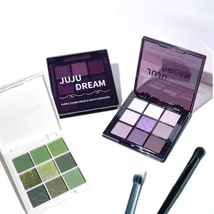 Long-lasting, high-pigmentation 9-color purple-green eyeshadow palette—matte and shimmer effects, waterproof and sweat-proof, perfect for party looks Glitter Makeup