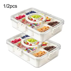 Sealed Snack Box Travel Food Tray, Stackable Fruit Vegetable Container with 8 Detachable Boxes, Portable Lunch Box for Candy Nuts Vegetables