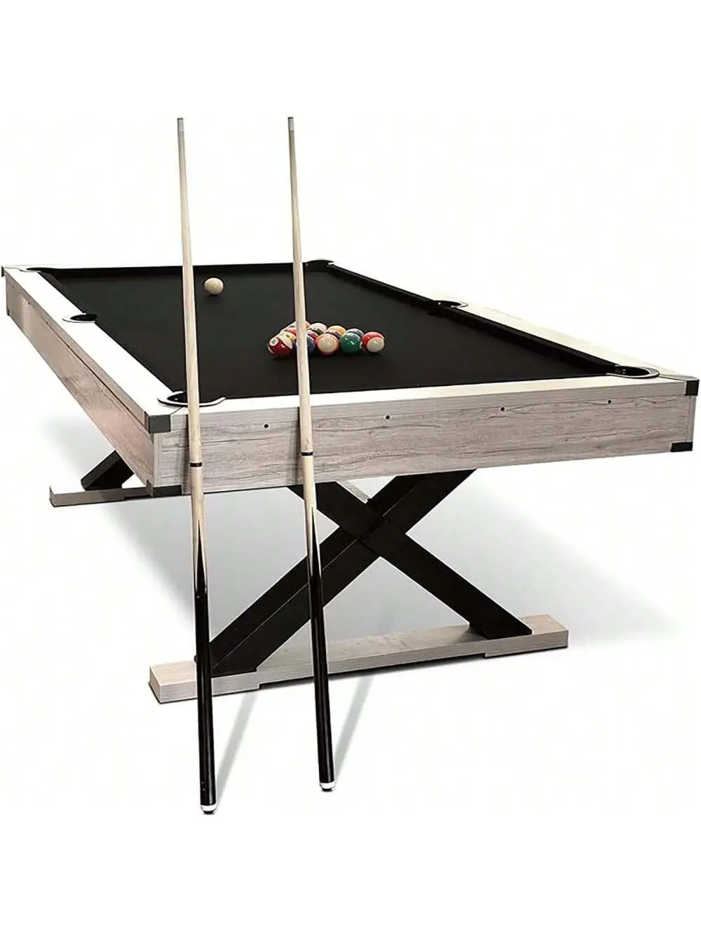 【Christmas Gift】7 FT Pool Table, 84In Billiard Tables, Outdoor Pool Table With 2 Cue Sticks, Billiard Balls, Cleaning Brush, Chalk, For Outdoor/Indoor Game Room & Family Gatherings, Red