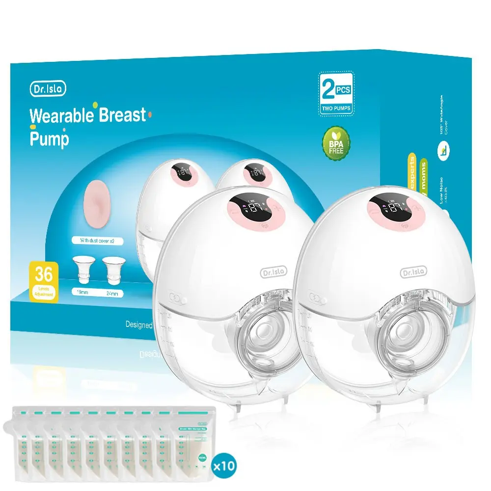 2-Pack Wearable Electric Breast Pump, Nursing Pump, 4 Modes, Variable Frequency, 36 Settings Per Mode, Low Noise Leak-Proof Design, Includes 10 Storage Bags