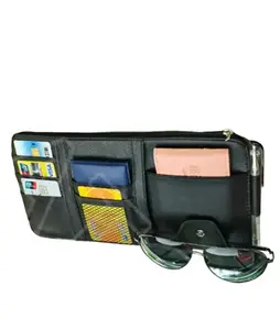 Car Sun Visor Organizer with Zipper Pocket – Multi-Function Auto Storage Holder for Phone, Cards, Glasses, Pen – Universal Car Accessory
