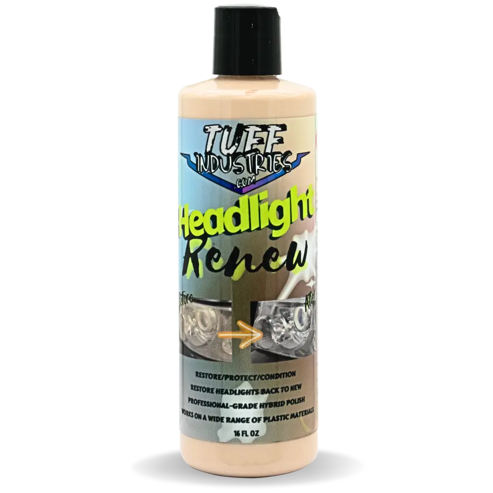 Tuff Industries Headlight Renew - Hybrid Plastic Polish for Retool/Protection/Concurrence - 16 fl oz Plastic Wax