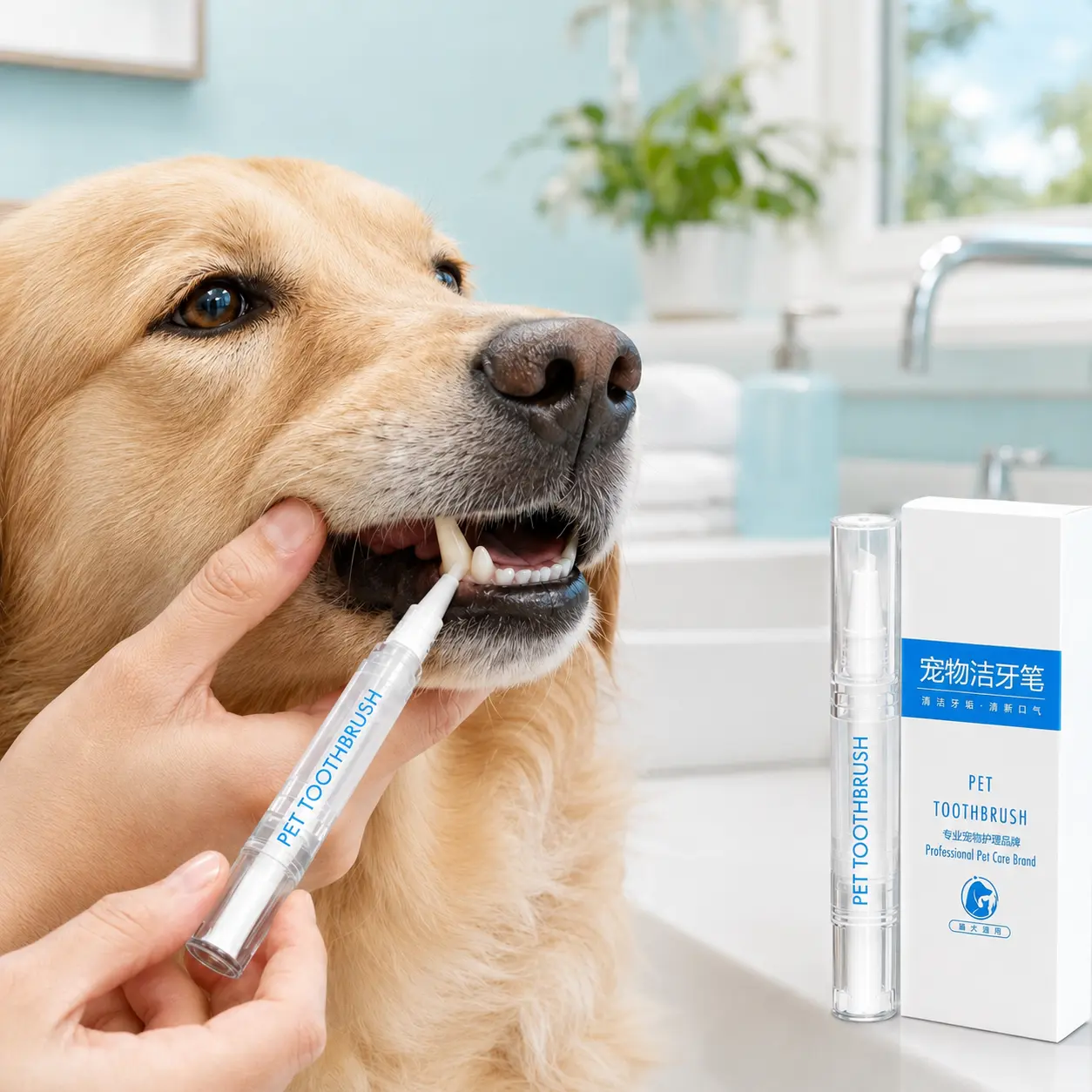 Dog & Cat Oral Care Pet Toothbrush Pen - Soft-Touch Applicator with Twist Dispense Function for Daily At-Home Teeth Cleaning, Travel Use