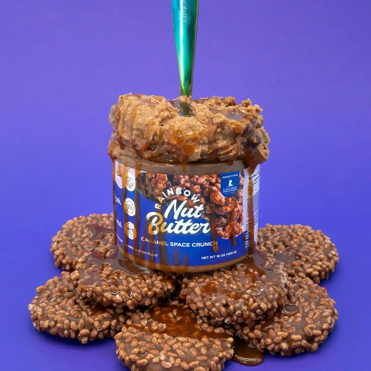 Caramel Space Crunch Peanut Butter Treat Flavor Sweet THIS ITEM WILL ARRIVE MELTED! ALL OF THE CHOCOLATE WILL MELT IN THE HEAT! PLEASE DON'T BUY IF Y