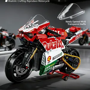 Ducati Building Block Motorcycle 1:8 Scale Puzzle Assembly Model High-Difficulty Toy for Boys and Girls Construction Set with Brick Wall Suit （Static Version）