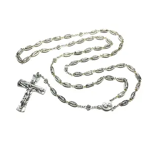 Crucifix Jewelry Necklace Rose Flower Zinc Alloy Metal Hanging Charm Pendant for Women Catholic Christian Praying Churc