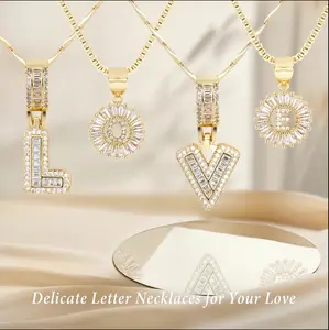Women's GXG 2-Pack Initial Letter Pendant Necklaces, 14K Gold Plated Cubic Zirconia Alphabet Jewelry, Adjustable 17-19 Inches Fashion Necklaces