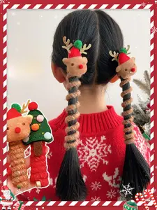 Christmas Hair Accessories for Children: Coiled Telephone Wire Hair Clips for Girls with Double Buns Hair Ties Hair Ornaments Bendy Hair Clip