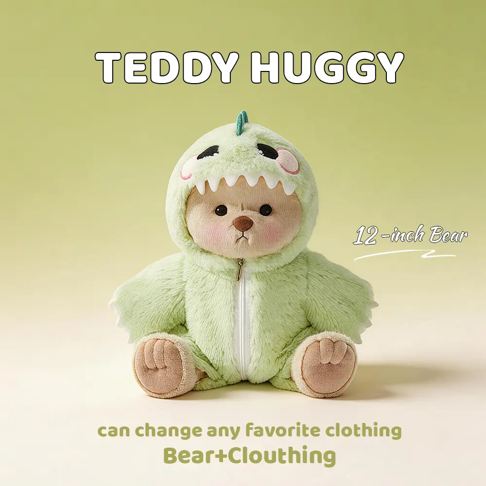TEDDY HUGGY Clothes Only - For 12-Inch Plush Bears |12-Inch Green Dinosaur Jumpsuit Outfits