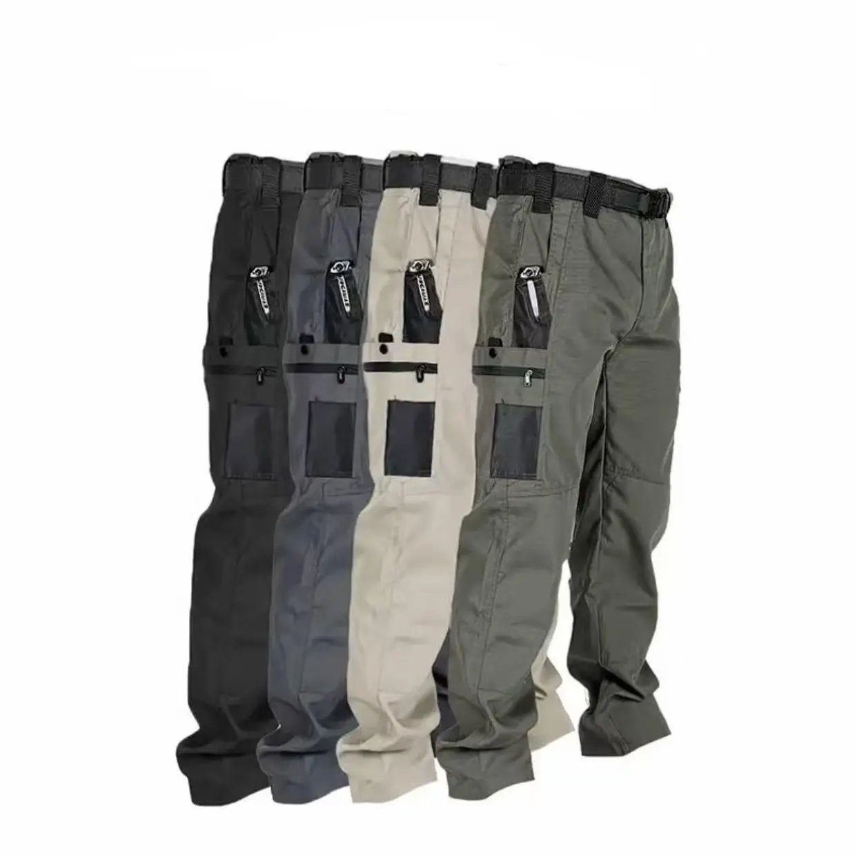 Men's Tactical Work Pants 4-Pack, Mens Clothing with Multiple Pockets, Reinforced Knee Protection, 230g Fabric, Beige Casual Fit Waist, Ideal for Spring/Summer Outdoor Activities, Father's Day Gift