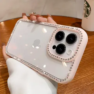 Rhinestone Decor Phone Case, Full Body Shockproof Phone Protective Cover, Fashion Phone Accessories Compatible with iPhone 16 15 14 13 12 11 Series, Casing