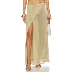 Tiger Mist Cyrene Tie Maxi Skirt in Gold Shimmer