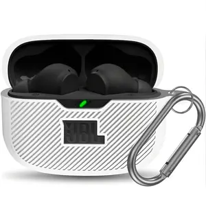for JBL Vibe 200TWS & Vibe Beam Case Cover, Silicone Protective Shock Cover Compatible With True Wireless Headphones Charging Case With Carabiner