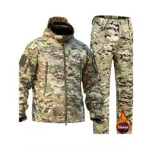 Men's Camo Sharkskin Jacket & Fleece-Lined Pants Set - Windproof, Warm Hooded Outfit for Hiking, Hunting & Outdoor Adventures Athletic Fashion Activewear office sport lingerie lace bodysuit(Sheet)