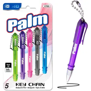 Palm Mini Ballpoint Pen w/Key Ring, Roller Pens Medium Point 1.0mm, Small Size - Black Ink (6/Pack), 1-Pack