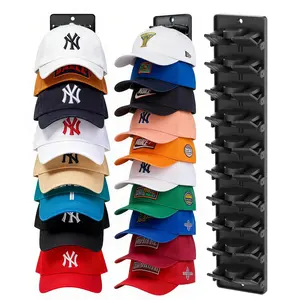 Hat Organizer for Baseball Caps 2 Packs with Built-in Spring Clips - Wall Mount Closet Hat Rack Holder,Storage for Door/Closet Display Hat Racks Hanger (Strong Adhesive & Screws) Matte Black.