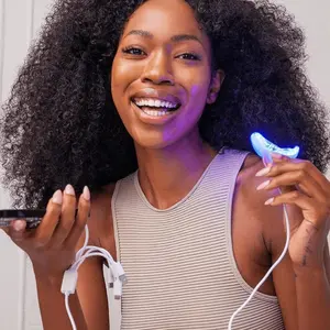 Teeth Whitening Lamp with 16 LED Blue Lights, USB/Type-C Compatible, Teeth Whitener Oral Care Device for Home and Travel, No Gel Included