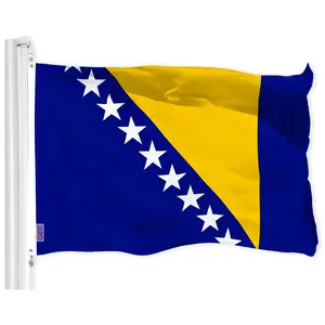 G128 Bosnia and Herzegovina Bosnian Herzegovinian Flag | 3x5 Ft | Printed 150D Polyester - Indoor/Outdoor, Vibrant Colors, Brass Grommets, Quality Polyester, Much Thicker More Durable Than 100D 75D Polyester