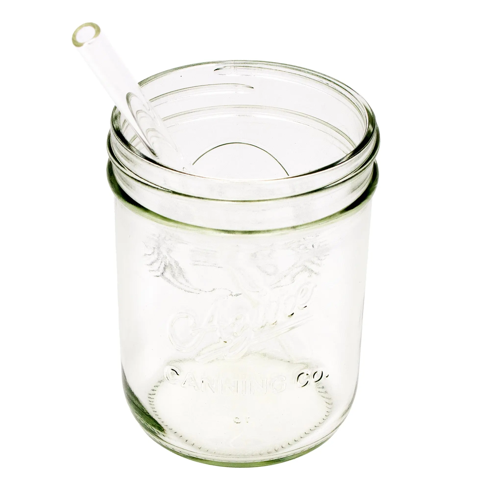 Medium 7 ¼" Glass Straws for Pint Mason Jars 4 Pack + Cleaner